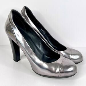 Hogan Women's Size 5 (eu 35.5) Metallic Silver 3.5 Inch Heels